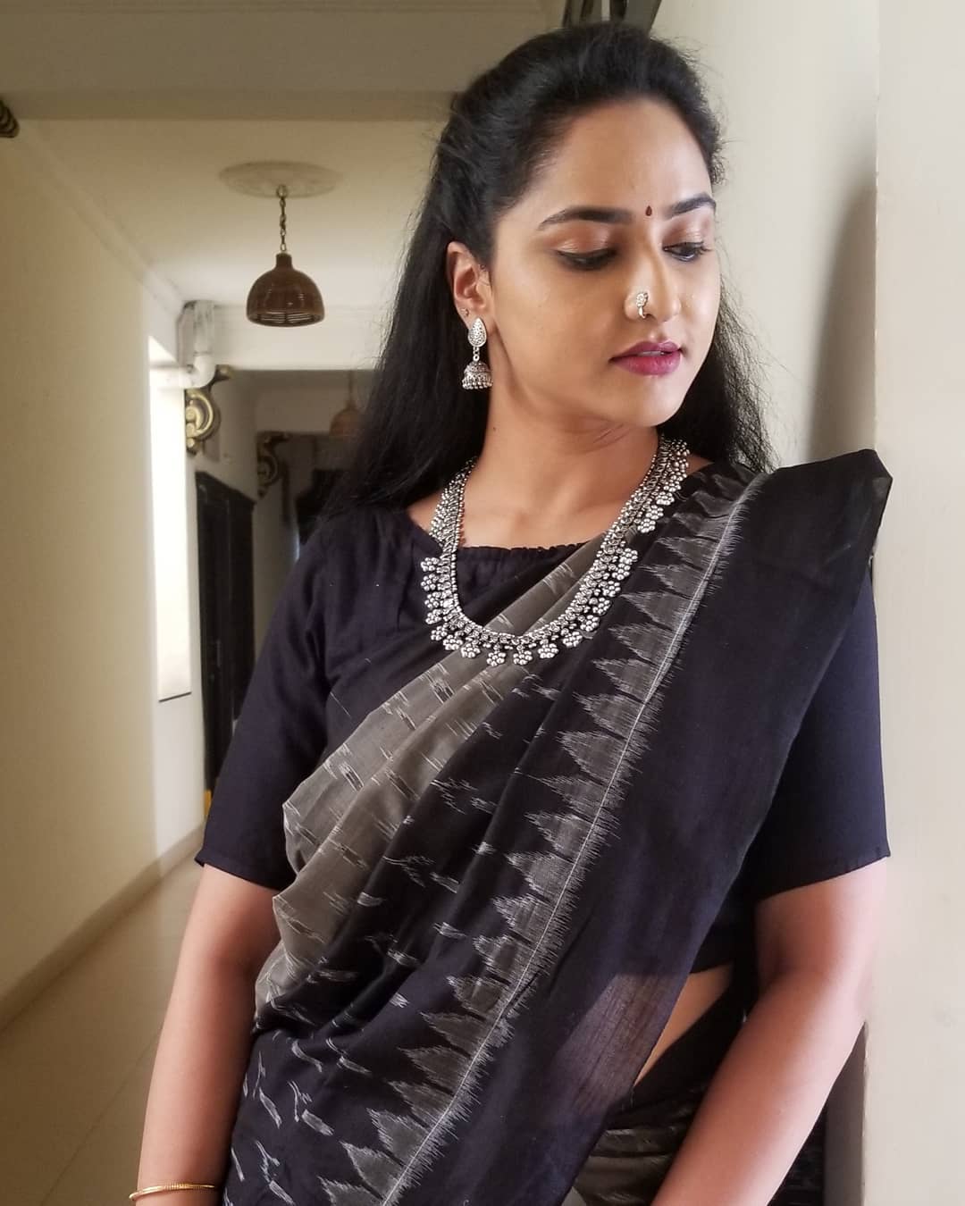 Zee Telugu Tv Anchor Kasi Annapurna In Black Saree Blouse